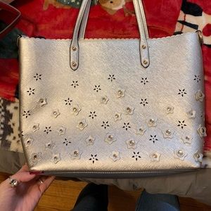 Silver flowery purse